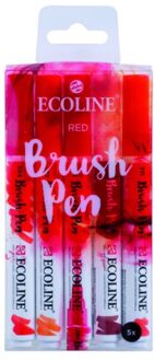 Brushpen Talens Ecoline set-rood blister a 5 stuks ass Oranje