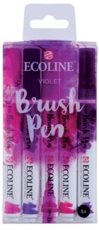 Brushpen Talens Ecoline set-violet blister a 5 stuks ass Rood