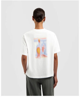 Brushstroke graphic boxy tee t-shirts w240105 Wit - L