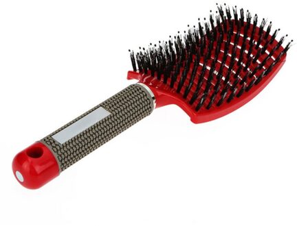 Brushy Haarborstel Vrouwen Nat Kam Haar Borstel Professionele Tools Kam Kapper Kappers Borstel Voor Haar Massage Haar Borstel Rood