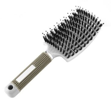 Brushy Haarborstel Vrouwen Nat Kam Haar Borstel Professionele Tools Kam Kapper Kappers Borstel Voor Haar Massage Haar Borstel wit