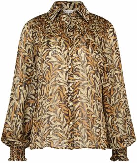 Brussel blouse leaves brown/khaki Bruin - XS