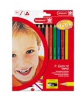 Bruynzeel Inspiring Young set 12 driekantige kleurpotloden triple met slijper