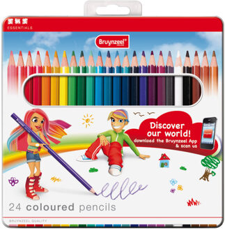 Bruynzeel Kleurpotloden Bruynzeel 8505 Young metalen box 24stuks ass.
