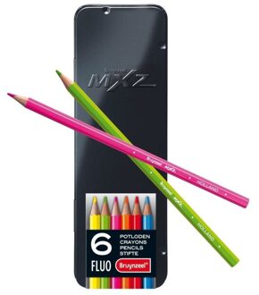 Bruynzeel Kleurpotloden Bruynzeel mXz fluo in blik 6stuks assorti