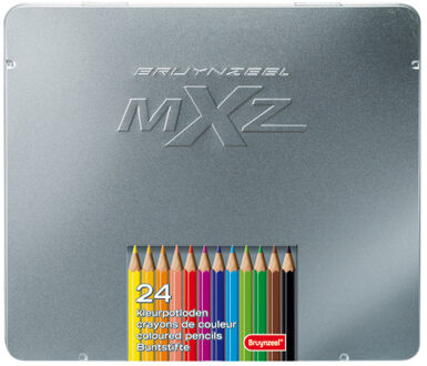 Bruynzeel Kleurpotloden Bruynzeel MXZ metalen blik 24stuks assorti