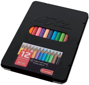 Bruynzeel mXz zwart blik 12 soft feel kleurpotloden driekantig
