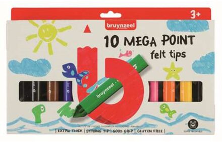 Bruynzeel Viltstift Bruynzeel Kids mega point blister a 10 stuks assorti