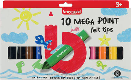 Bruynzeel Viltstift Bruynzeel Kids mega point blister a 10 stuks assorti