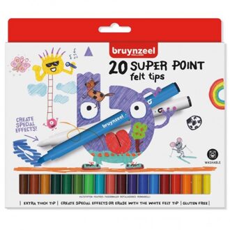 Bruynzeel Viltstift Bruynzeel Kids super point blister a 20 stuks assorti Wit