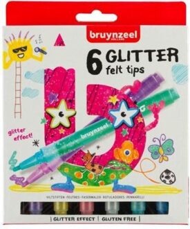 Bruynzeel Viltstift Bruynzeel Young 7945 glitterpunters 6stuks