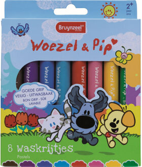 Bruynzeel Waskrijt Bruynzeel Woezel en Pip set a 8 kleuren