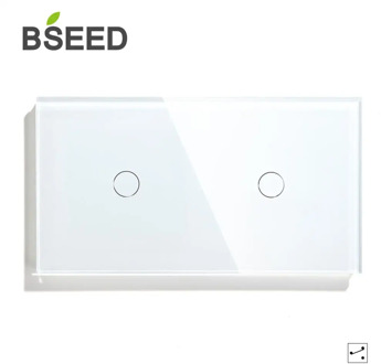Bseed 2 Gang Touch Switch 157mm 1 Way 2 Way Light Switch White Black Golden Crystal Class Panel Switch Waterproof Switch