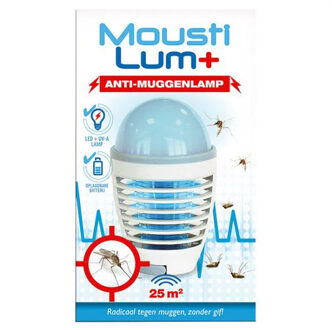 BSI muggenlamp Mousti Lum + USB 16 x 9,4 cm wit/blauw