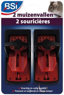 BSI muizenvallen kunststof 2 op kaart rood