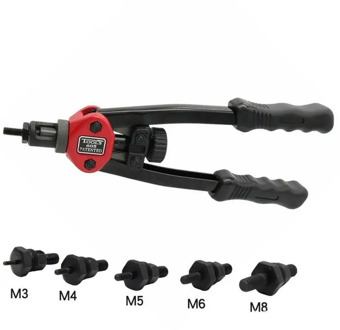 BT-606 Easy Automatic Rivet Tool Set Hand Blind Riveter Rivet Gun with 5 Metric Mandrels M3/M4/M5/M6/M8 1 pcs Wrench