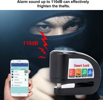 BT Motorcycle Bike Alarm Disc Lock Smart BT Schijfrem Slot Telefoon APP Controle Keyless Anti-Diefstal Slot Waterdicht
