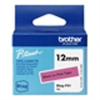 Btag-P31 niet-gelamineerde tape zwart op roze 12 mm (origineel)