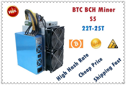 BTC BCH Miner S5 25T±10% 2100W+7% With PSU Economic Than Antminer S9 S9j S9k S15 S17 T9+ T17 WhatsMiner M3X M21S EBIT