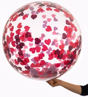 Bubbel ballon met rode hartjes confetti Rood - Zalm
