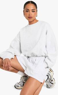 Bubble Hem Cropped Sweatshirt, Ash Grey - L