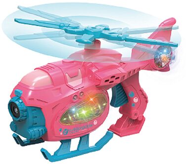 Bubble Machine Beweegbare Helicopter Bubble Speelgoed Met Muziek Licht roze