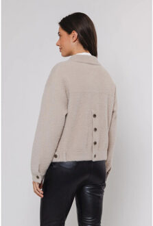 Bubbly.700noos rino en pelle boxy jacket stone Veelkleurig