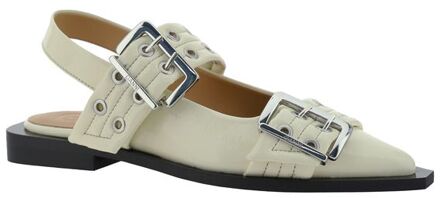Buckle Strap Lederen Sandalen Ivoor