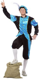 Budget Piet kostuum zwart/aqua voor volwassenen
