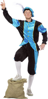 Budget Piet kostuum zwart/aqua voor volwassenen