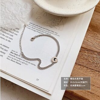 Budrovky Minimalistische Ronde Schijf Maan Zon Peadent Armband Voor Vrouwen Mannen Paar Armband Sieraden geel