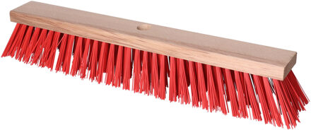 Buemag Bezemkop - rood - hout - hard/extra stevig - 60 cm - 24mm - Bezem