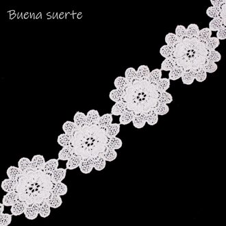Buena Suerte 5 Cm Witte Bloem Afrikaanse Kant Stof Handgemaakte Trim Patchwork Kant Lint Diy Kledingstuk Naaien Accessoires zwart / 2 yards