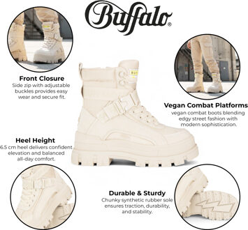 Buffalo Dames Beige Chunky Platform Hoge Enkel Combat Boots - ASPHA-COM1 - EU 36
