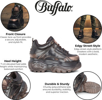 Buffalo Dames Vintage Bruine Chunky Platform Fashion Sneakers - 1339-14-VNTG Donker Bruin - EU 37