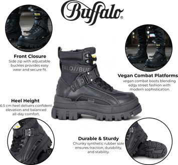 Buffalo Dames Zwarte Chunky Platform Hoge Enkel Combat Boots - ASPHA-COM1 - EU 37