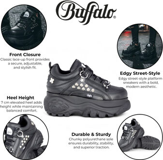 Buffalo Dames Zwarte Studded Chunky Platform Fashion Sneakers - 1339-14-PUNK - EU 38