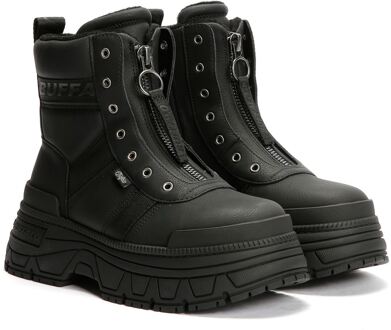 Buffalo Fusion Front Zip Zwarte Laarzen Voor Dames