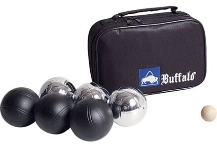 Buffalo jeu de boules set - 6 stuks Zilverkleurig
