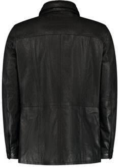 Buffalo leren parka Zwart - S