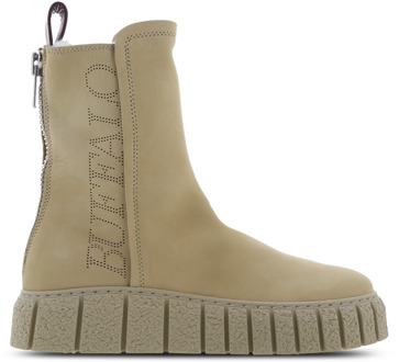 Buffalo Rampa Zip Sneakers Dames - Beige - Maat 41 - Leer