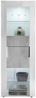 Buffetkast Easy 167 cm hoog hoogglans wit met grijs beton Wit,Grijs,Beton grijs,Hoogglans wit