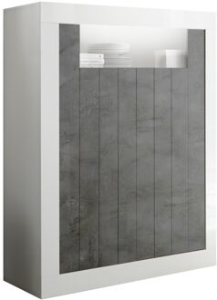 Buffetkast Urbino 144 cm hoog in hoogglans wit met oxid Wit,Grijs,Hoogglans wit,Oxid (Oxide)