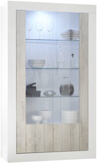 Buffetkast Urbino 190 cm hoog in hoogglans wit met grenen wit Wit,Hoogglans wit