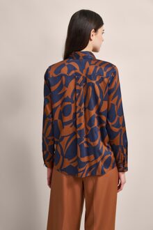 Bugatti Damen Casual blouse met grafische print Marineblauw