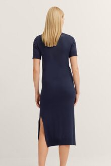 Bugatti Damen Gebreide jurk met zijsplitten Marineblauw - XL