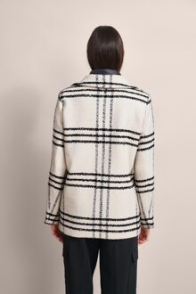 Bugatti Damen Geruite jas met hoog draagcomfort Ecru - EU 42 / UK 14