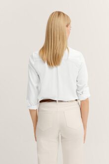 Bugatti Damen Overhemd blouse in katoen-linnen mix Wit - EU 42 / UK 14