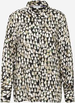 Bugatti Damen Overhemdblouse met grafische print Olijf - EU 34 / UK 6