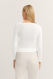 Bugatti Damen Shirt met ronde hals & lange mouwen - maat L Ecru